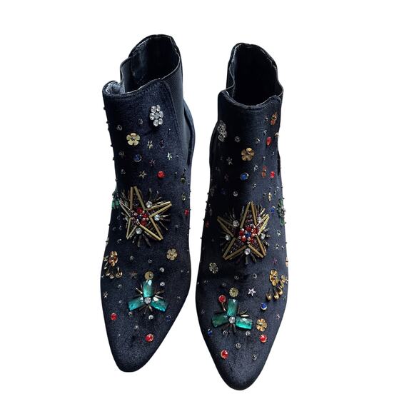 Betsey Johnson Jax Velvet Embellished Ankle Booties Size 8.5 - Picture 5 of 8